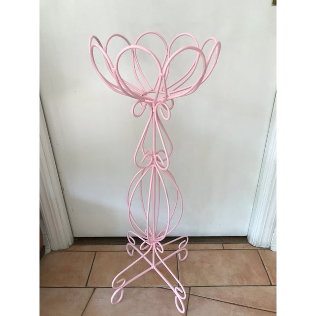 Cotton Candy Pink Metal Plant Stands - a Pair For Sale In New York - Image 6 of 7