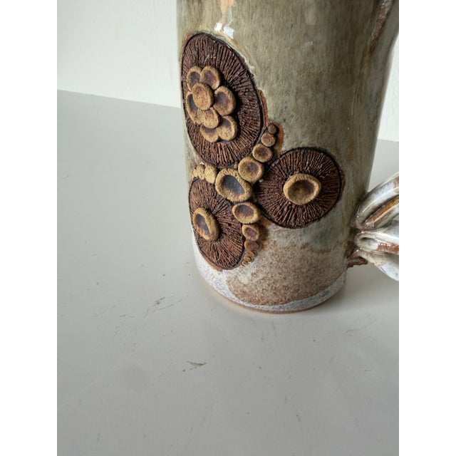 1970s Mid-Century Modern Studio Pottery Sculptural Pitcher Vase, Signed For Sale - Image 4 of 13