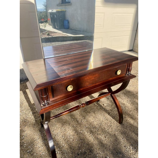 1940s Empire Wood Dressing Table with Mirror, 1940s For Sale - Image 5 of 9