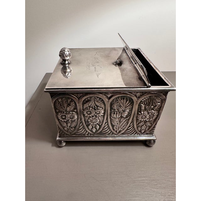 Late 19th Century 19th Century Pairpoint Manufacturing Co. Silver-Plate Humidor For Sale - Image 5 of 13