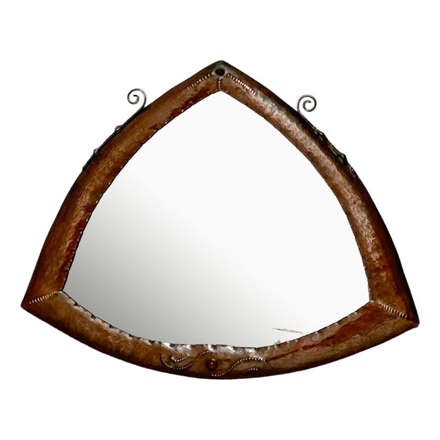 Art Deco Patinated Brass Amsterdamse School Mirror, 1920s For Sale