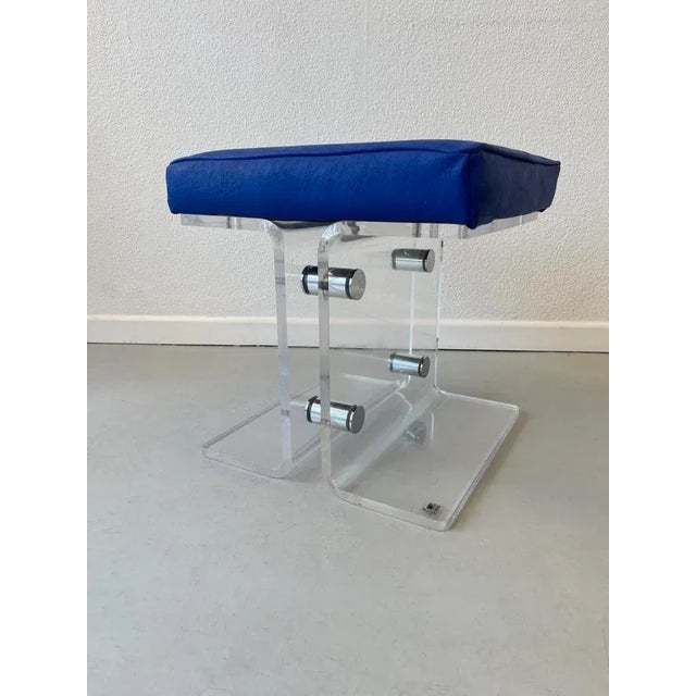 Vintage Acrylic Glass and Metal Stool from Marais International, 1970 For Sale - Image 9 of 9