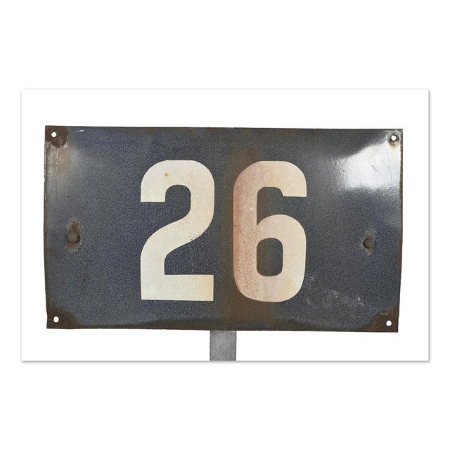 Enameled Metal Number 26 Plate For Sale - Image 3 of 4