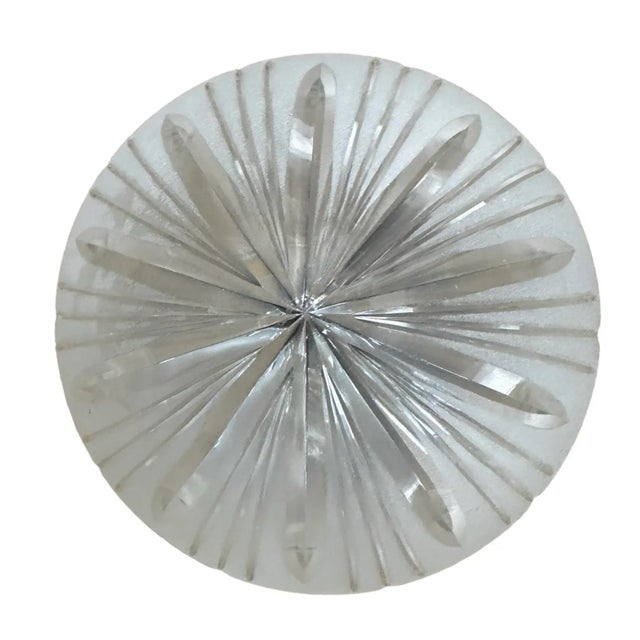 Wheat Pattern Wheelcut Frosted Glass Shade on Dark Bronze Patina Flushmount Holder, Circa 1920 For Sale - Image 4 of 5