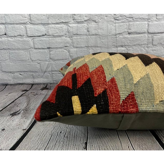 20 x 20 Kilim Pillow Turkish Cushion Natural Modern Pillow Cushion Cover For Sale - Image 4 of 4