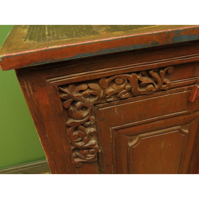 Brown Antique Indian Larder Cabinet with Carvings, 1800s For Sale - Image 8 of 18
