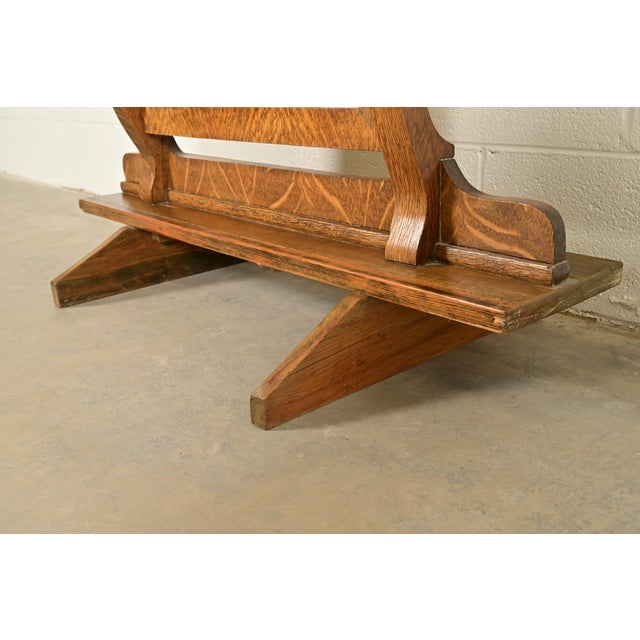 Wood Stickley Style Antique Mission Tiger Oak Arts & Crafts Full Length Cheval Floor Mirror, Circa 1920s For Sale - Image 7 of 10