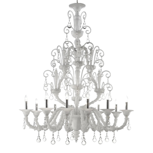 Handcrafted Modern White Ca’ Rezzonico Chandelier With Curled Murano Glass Details
