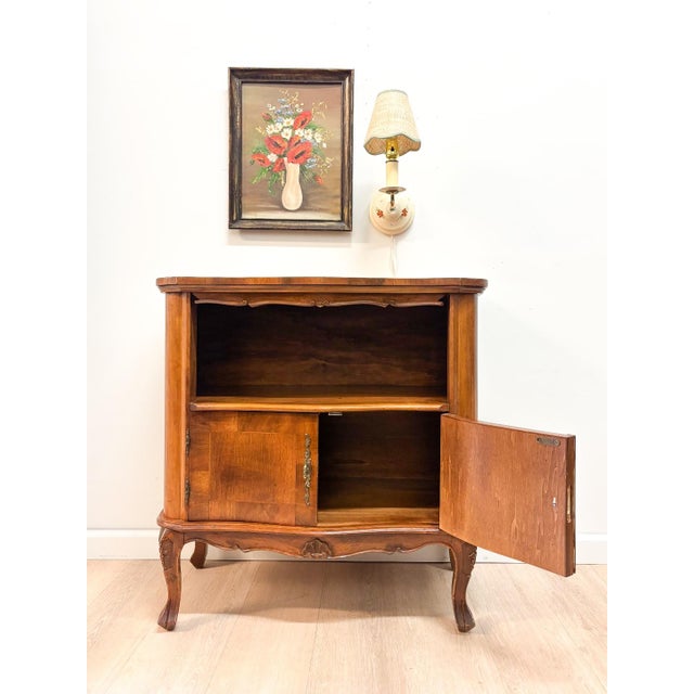 Vintage French Provincial Walnut Side Cabinet / Nightstand For Sale - Image 4 of 9