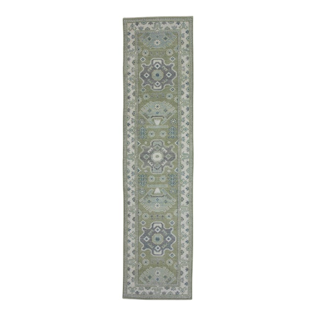 Turkish Oushak Rug 3' x 12'3" #19225 For Sale