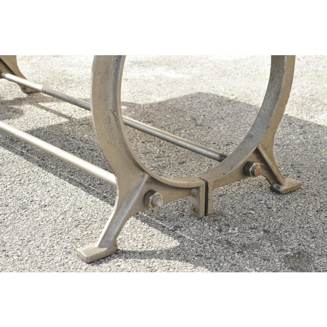 Industrial Style Cast Iron and Reclaimed Wood Farmhouse Rustic Dining Table For Sale - Image 10 of 12