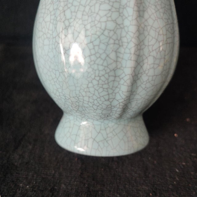 Ceramic Chinese Ceramic Vase,Guan Ware Crackle Glaze Celadon Porcelain Double Ears Vase For Sale - Image 7 of 9