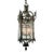 Antique English Pantinated Iron Lantern With Etched Glass For Sale