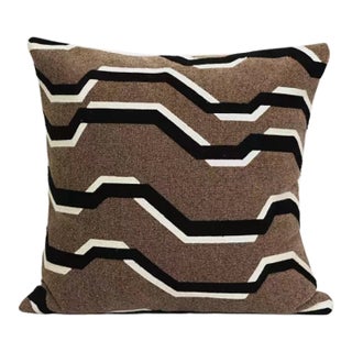 One Embroidered Brown Solid Velvet Throw Pillow For Sale
