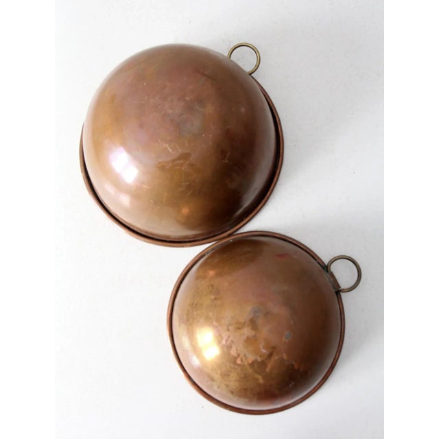 Mid 20th Century Antique Copper Mixing Bowls Pair For Sale - Image 5 of 13