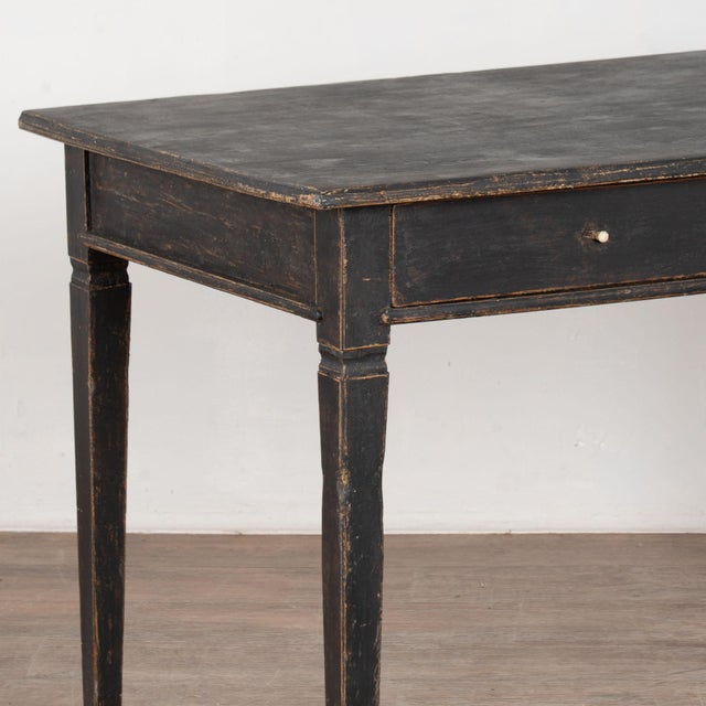 Late 19th Century Swedish Black Painted Pine Two-Drawer Table For Sale - Image 9 of 15