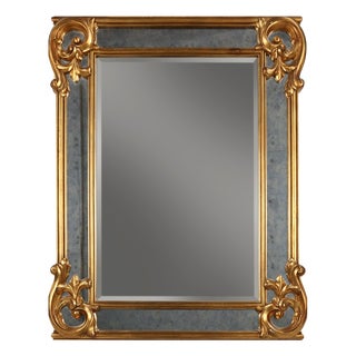 Mirror in Resin with Golden Ornaments and Smoked Mirror Glass Panels, Belgium, 1950s For Sale