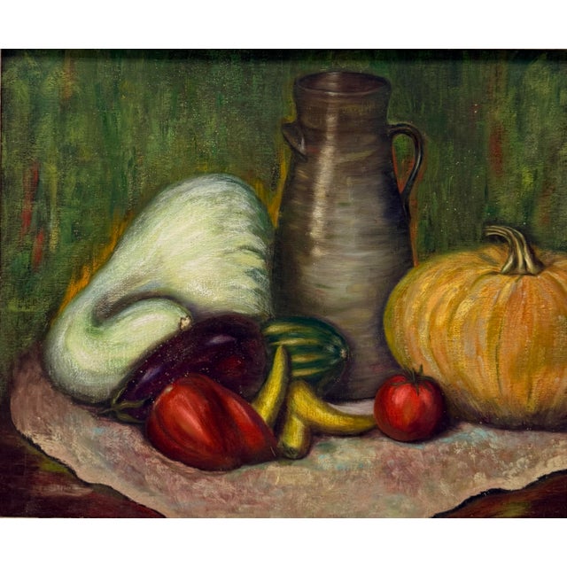 Farmhouse Vintage Oil Painting by Geraldine Alloway, "Grandma's Churn" For Sale - Image 3 of 10