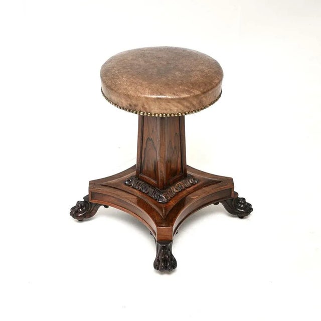 An absolutely gorgeous antique William IV adjustable piano stool. This was made in England, it dates from around...