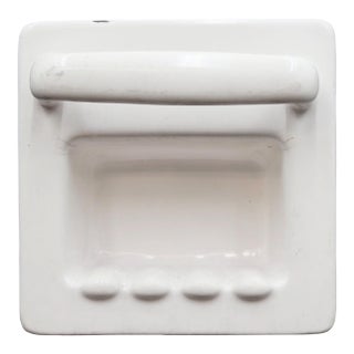 Reclaimed Antique White Cast Iron Flush Mount Soap Dish For Sale