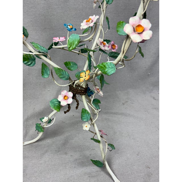 French Mid 20th Century French Flora Tole Table With Hand-Painted Details For Sale - Image 3 of 10