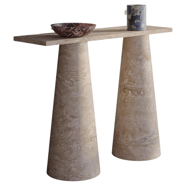 Travertino Inside Out Console Table by Karen Chekerdjian For Sale