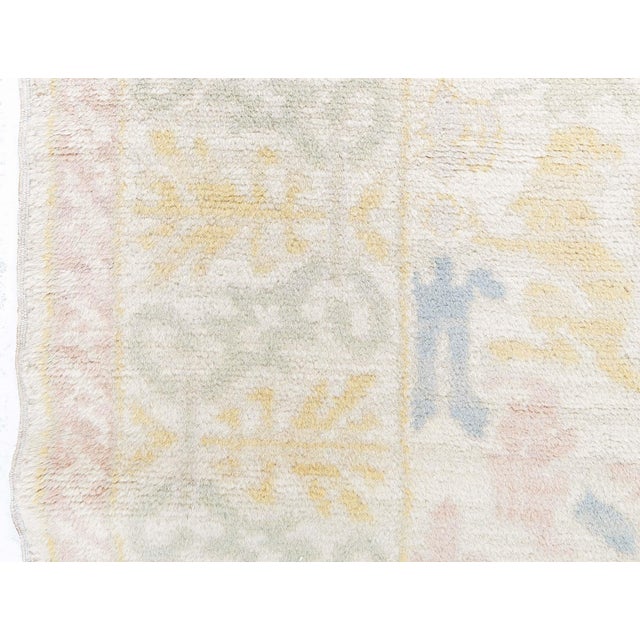 Textile Doris Leslie Blau Vintage Spanish Floral Soft Beige Hand-Knotted Wool Carpet For Sale - Image 7 of 9