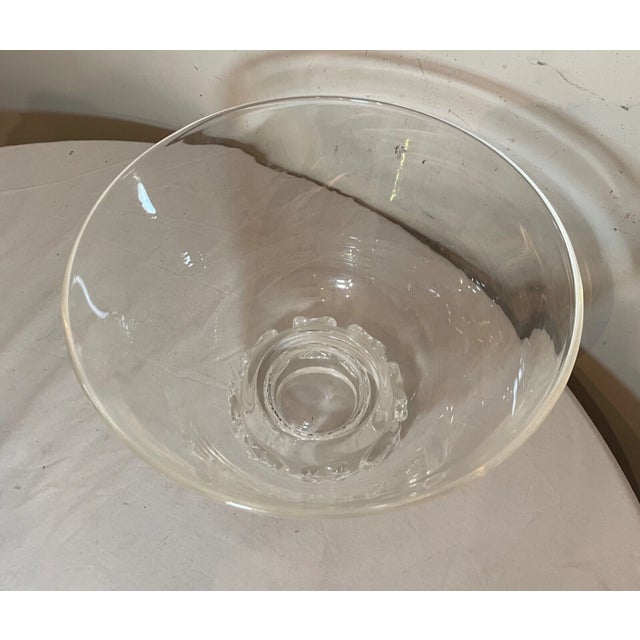 Huge Vintage Footed Center Piece Steuben Punch Crystal Footed Glass Bowl Art For Sale - Image 13 of 13