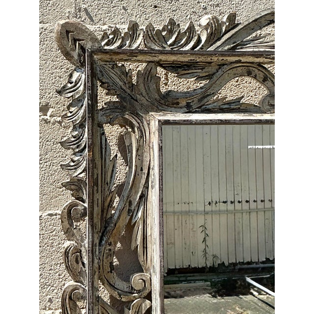 Vintage Boho Monumental Distressed Wood Mirror For Sale - Image 9 of 10