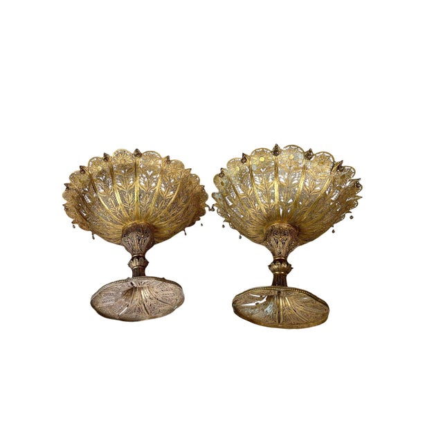 French Late 19th Century French Filigree Bronze Dore Tazzas - a Pair For Sale - Image 3 of 10
