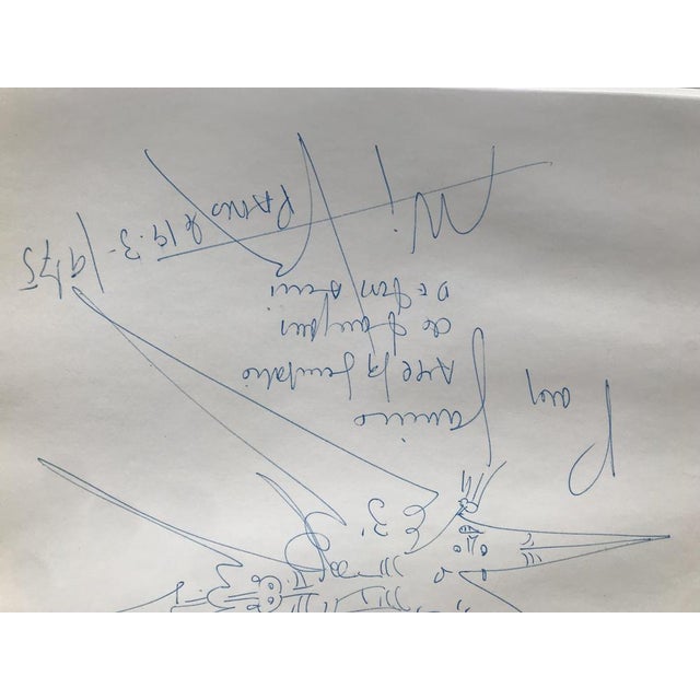 Wifredo LAM Bird, 1975 Original drawing in blue ballpoint pen on paper on the back of an artist's illustration Dedicated...