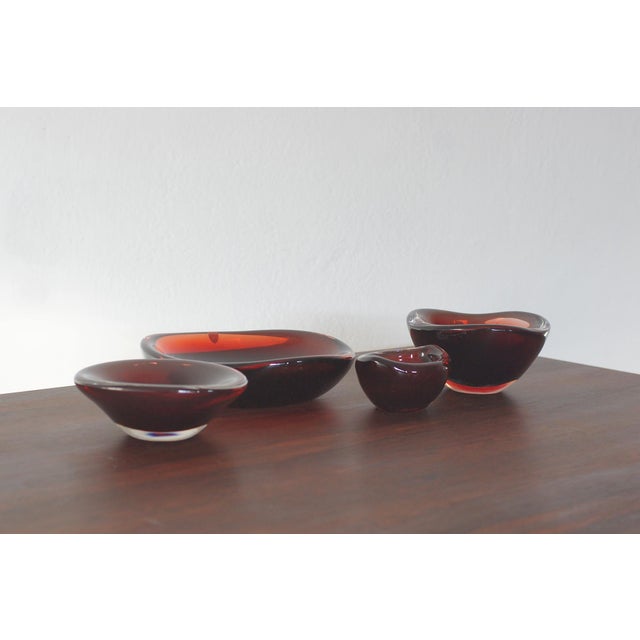 Mid-Century Modern Selena Glass Bowl by Sven Palmqvist for Orrefors, 1950s, Set of 4 For Sale - Image 3 of 10