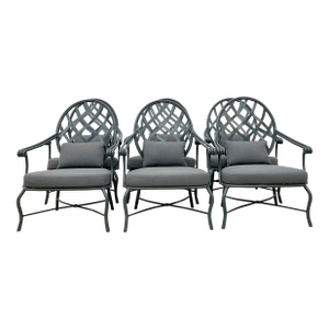 Vintage Regency Trellis Lounge Chairs After Brown Jordan “Venetian” - Set of 6