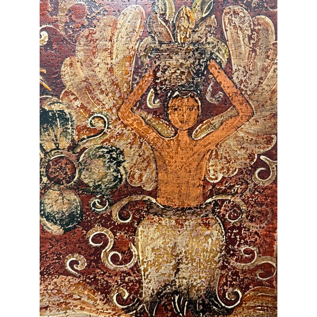 Red Peninsula Home Collection for Horchow Hand-Painted Horizontal Medallion Wall Panel For Sale - Image 8 of 12