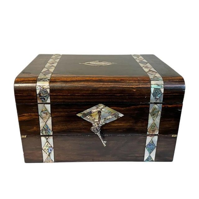 19th Century Victorian English Rosewood Inlaid Abalone Writing Box Lap Desk Hand crafted antique 19th century rosewood...