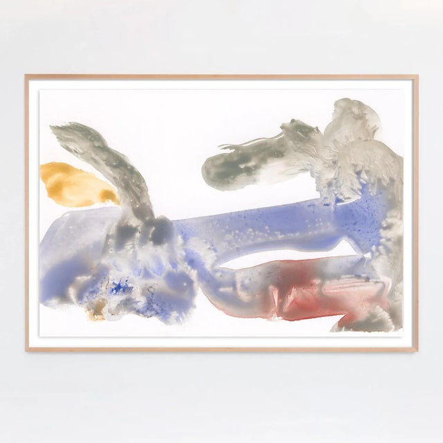This expressive abstract by M Frohman has swooping gestures and fluid textures in a neutral palette with hints of...