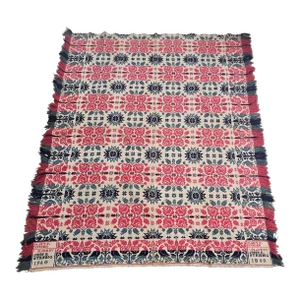 1840s American Jacquard Coverlet Signed Mary S. Snider by John K. Striebig