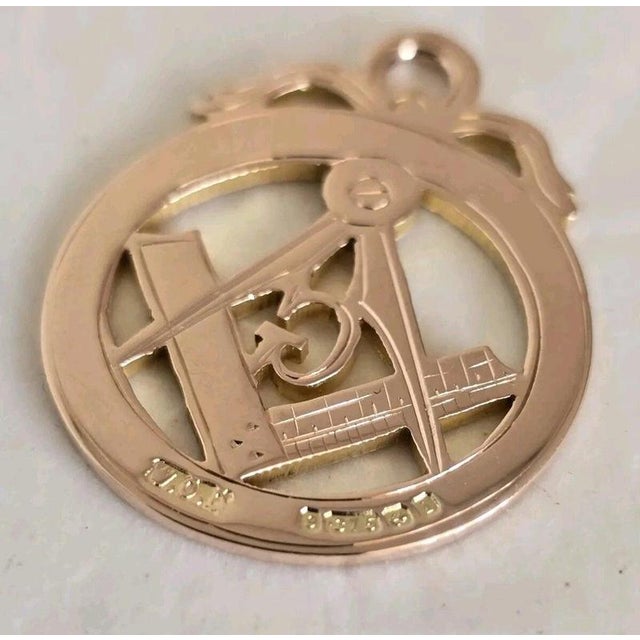 Gold Davis 9ct Rose Gold Masonic Fob Pendant by William Oakley, 1908 For Sale - Image 8 of 18