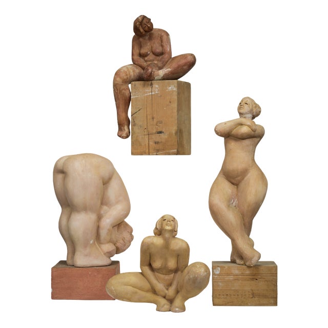 Francine Govers, Female Sculptures, 1990s, Clay, Set of 4 For Sale