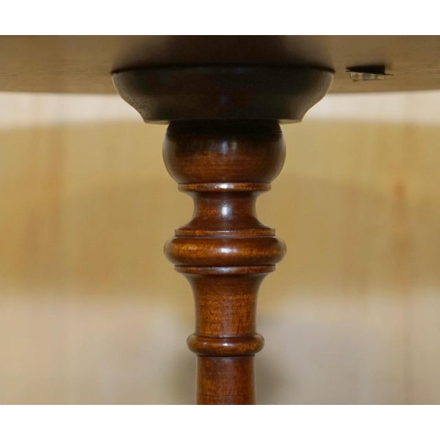 Vintage Hardwood Heritage Green Leather Wine Table, 1930s For Sale - Image 4 of 16