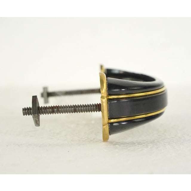 1950s European 4.25 In. Black & Gold Cabinet Drawer Pull For Sale - Image 6 of 7