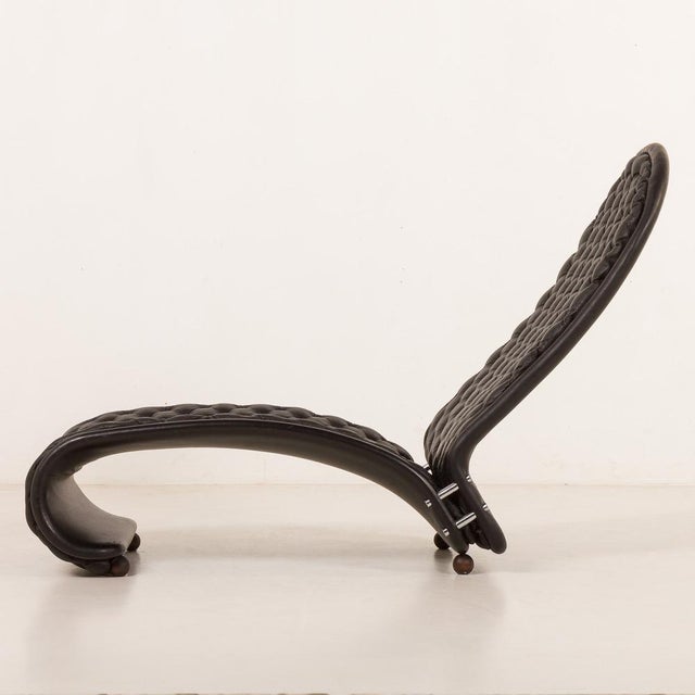 Black Leather Chaise Longue by Verner Panton for Fritz Hansen, 1970s For Sale - Image 9 of 18