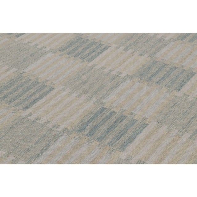 2010s Rug & Kilim’s Scandinavian-Inspired Rug, Geometric Patterns in Blue & Cream For Sale - Image 5 of 10