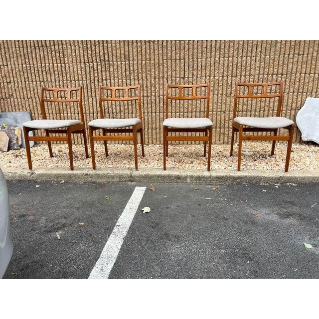 Set of 4 Mid-Century Danish Teak Dining Chairs by D-Scan Solid wood frame, sturdy and comfortable I have 2 extra fabric...