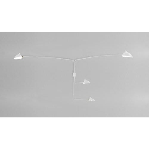 Mid-Century Modern White Four Rotating Straight Arms Wall Lamp For Sale - Image 3 of 7