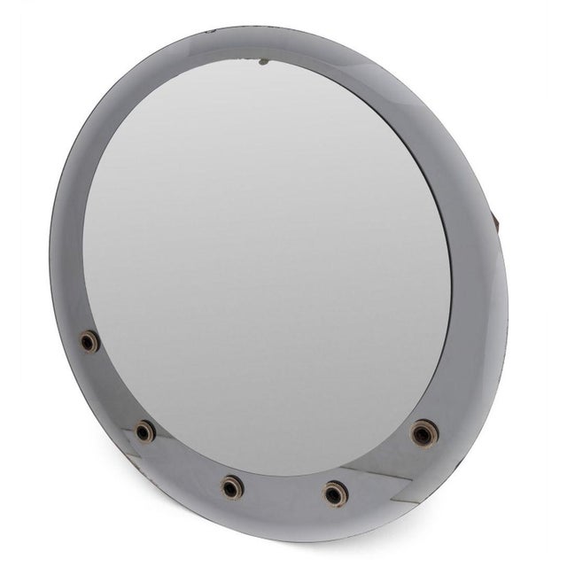 Miami-Carey Wall-Hanging Circular Vanity Mirror, clear mirror over smoked glass mirror, with five light sockets. 25"...