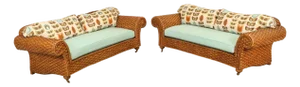 Lane Venture Excursions Pair Of Wicker Sofas With Cushions