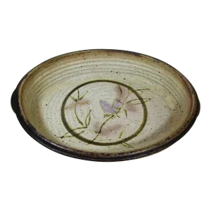 1980s Signed Earth-Toned Studio Art Pottery Large Oval Casserole Serving Dish With Handles