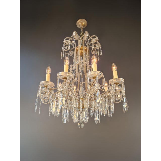 Antique French Crystal Chandelier Directoire Style Louis XVI Influence - Restored For Sale - Image 12 of 12