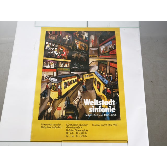 Genuine vintage art poster "Metropolis Symphony" from the 1980s. Exhibition poster for the exhibition "Berlin Realism...